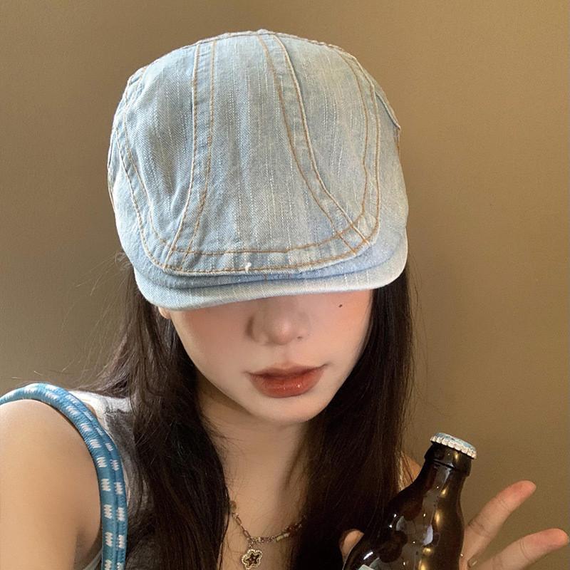 Джинсовый Модный Моющийся Берет Различных Цветов для Весенне-Летней Носки