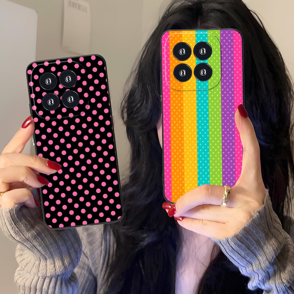 Розовый Чехол для Мобильного Телефона с Точками в Форме Сердца для Xiaomi 15 14 13 12 Mi 11 T Ultra Lite Pro S X 5G Цветной Печатный Чехол Красивый Чехол