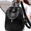 Multifunctional Black PU Leather Backpack Large Capacity Outdoor Shoulder Bag Female