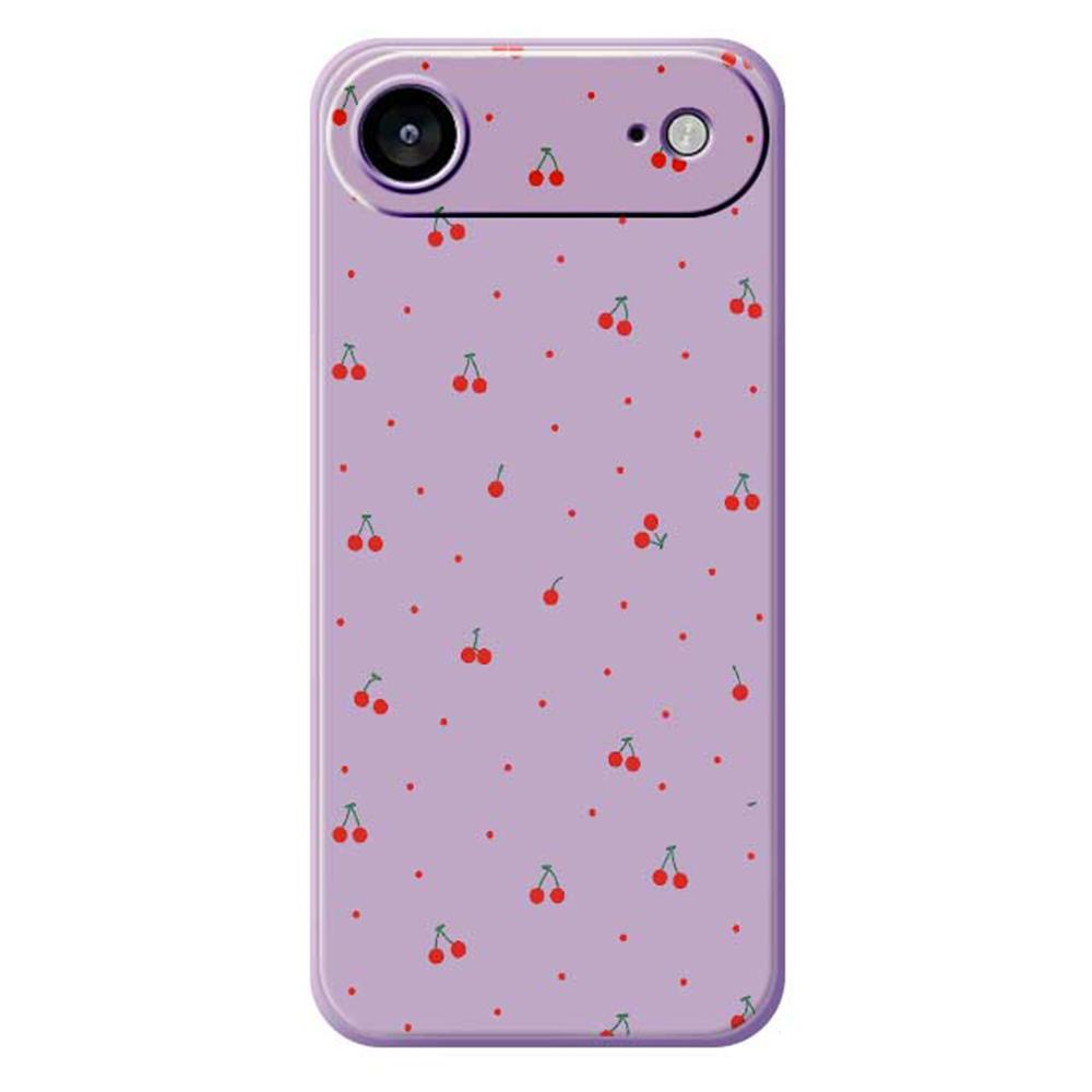 For iPhone 17 Air Case Red Cherry Pattern Printing Straight Edge TPU Phone Back Cover