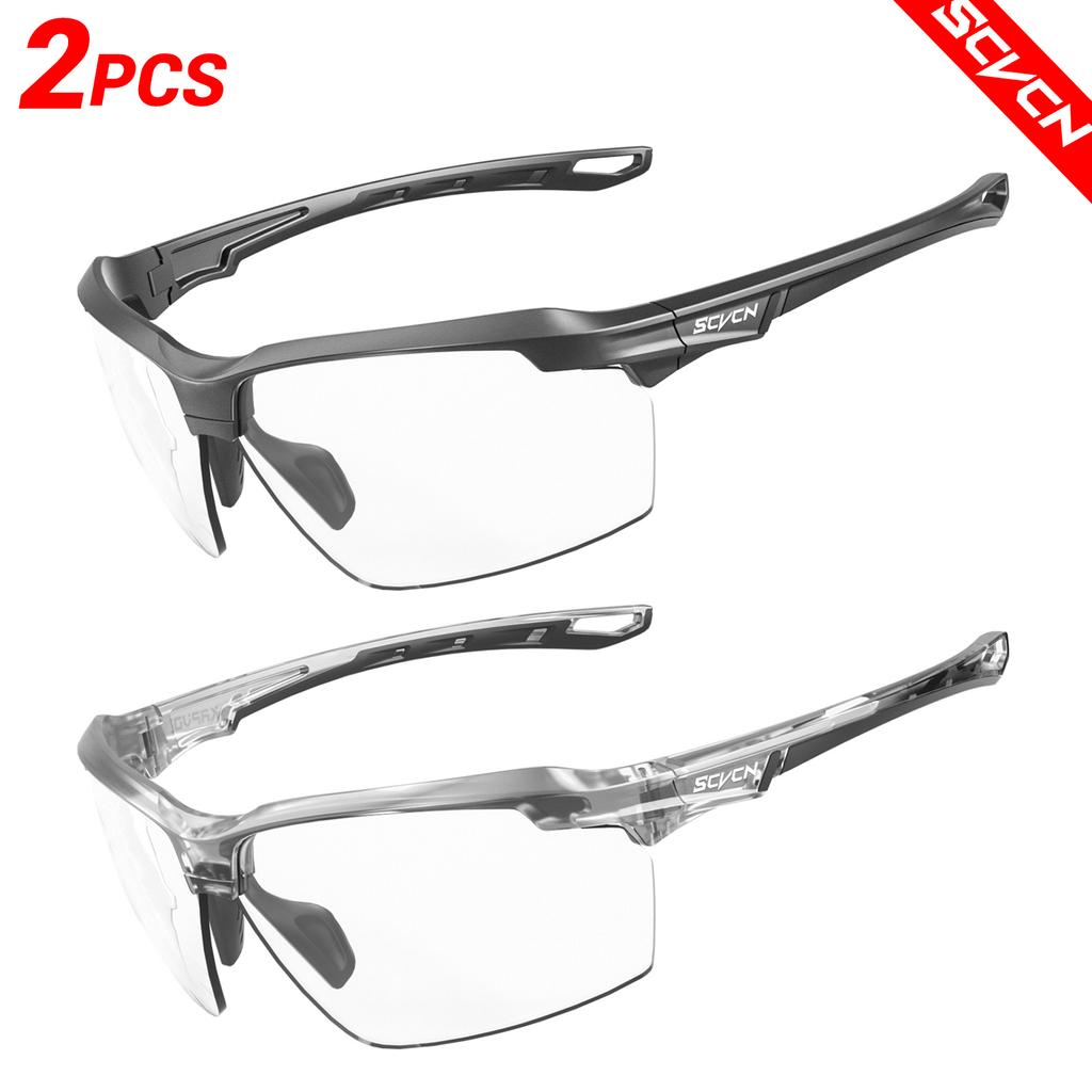 SCVCN Photochromic 2-pack Cycling Glasses Explosion Proof Hunting Outdoor Bicycle Sports Running Sunglasses Tactical Goggles