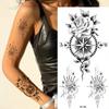 Women Sexy Temporary Tattoo Stickers Black Roses Pattern Full Flower Design Used for Arm Body Art Big Large Fake Tattoo Stickers