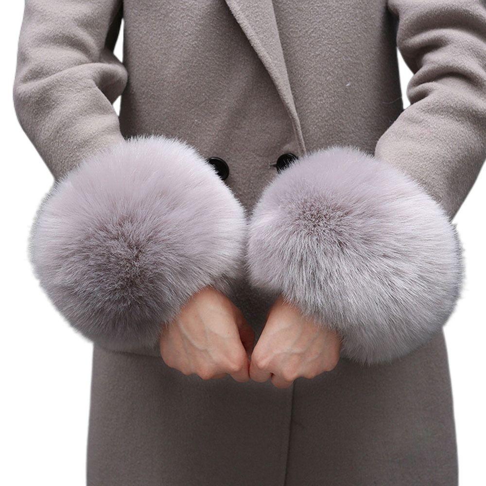 Band Gloves Women Plush Cuff Oversleeve Hand Wrist Warmer Cuff Winter Sleeves Windproof Gloves