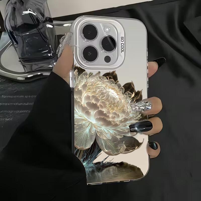 Luxury Lotus Flower Electroplate Silver IMD Case For Poco F5 X5 X6 Pro Mi 14 13 12 12T 13T Pro 11 Lite 5G NE Back Cover
