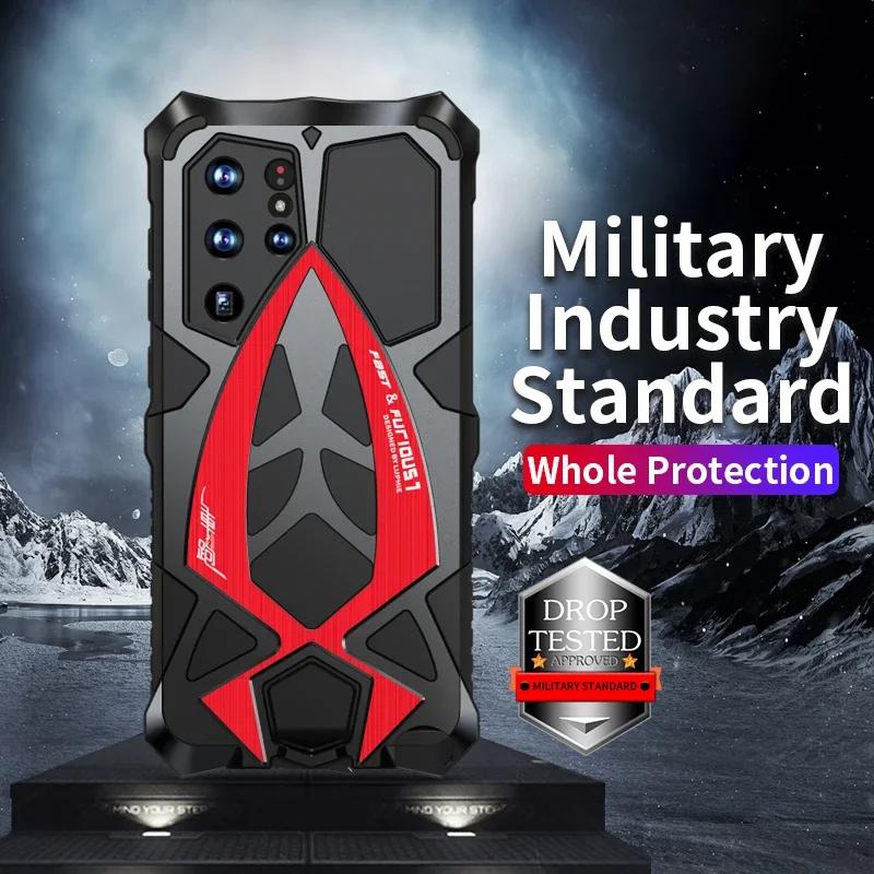 360 Heavy Duty Military Luphie Metal Bumper Armor Hybrid Case для Samsung Galaxy S25 Ultra S24 S23 Full Shockproof Protective Cover