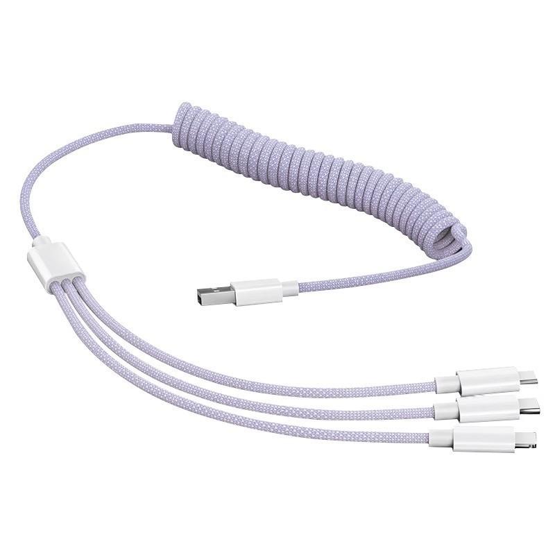 Кабель для быстрой зарядки и передачи данных Apple Lightning Micro USB Type-C 100 Вт с выдвижной конструкцией для использования с несколькими устройствами