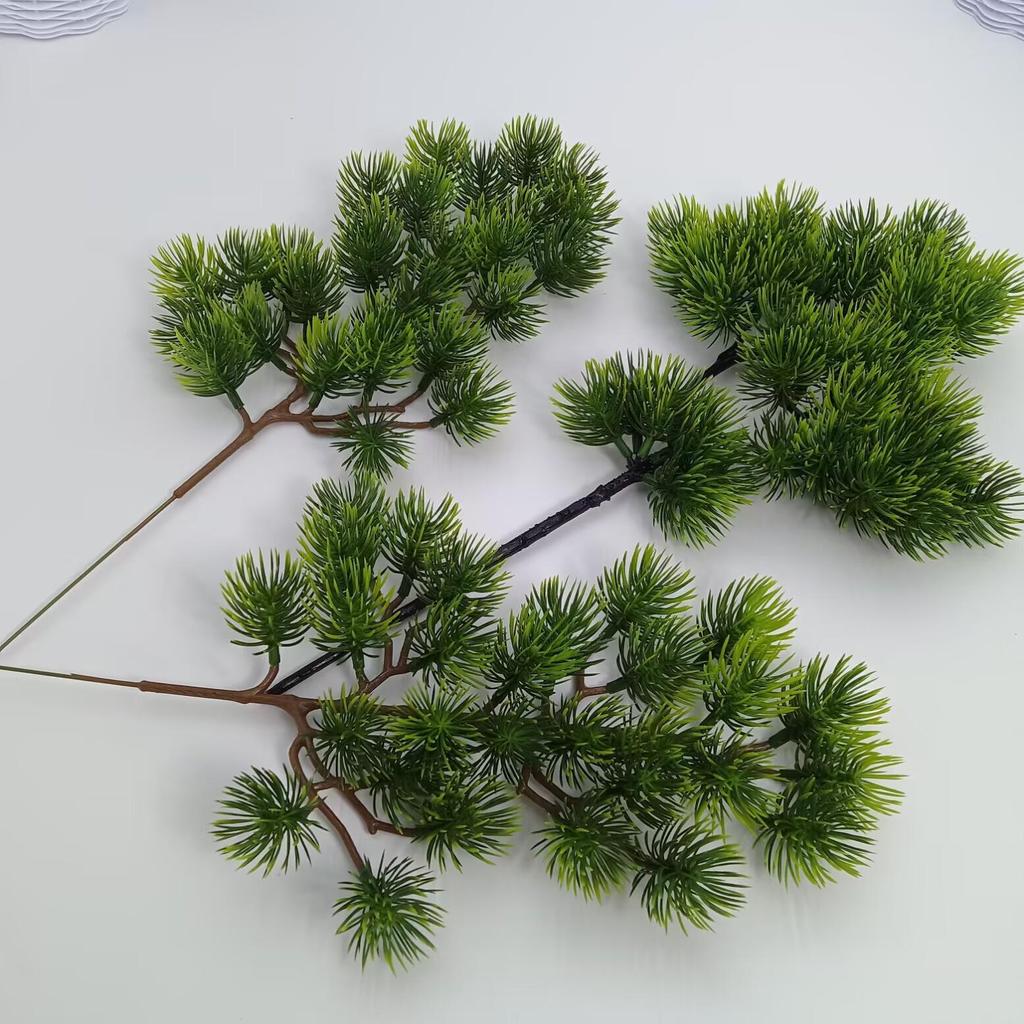 Artificial Pine Needle Branches and Cypress Tree - Green Potted Landscape Decor