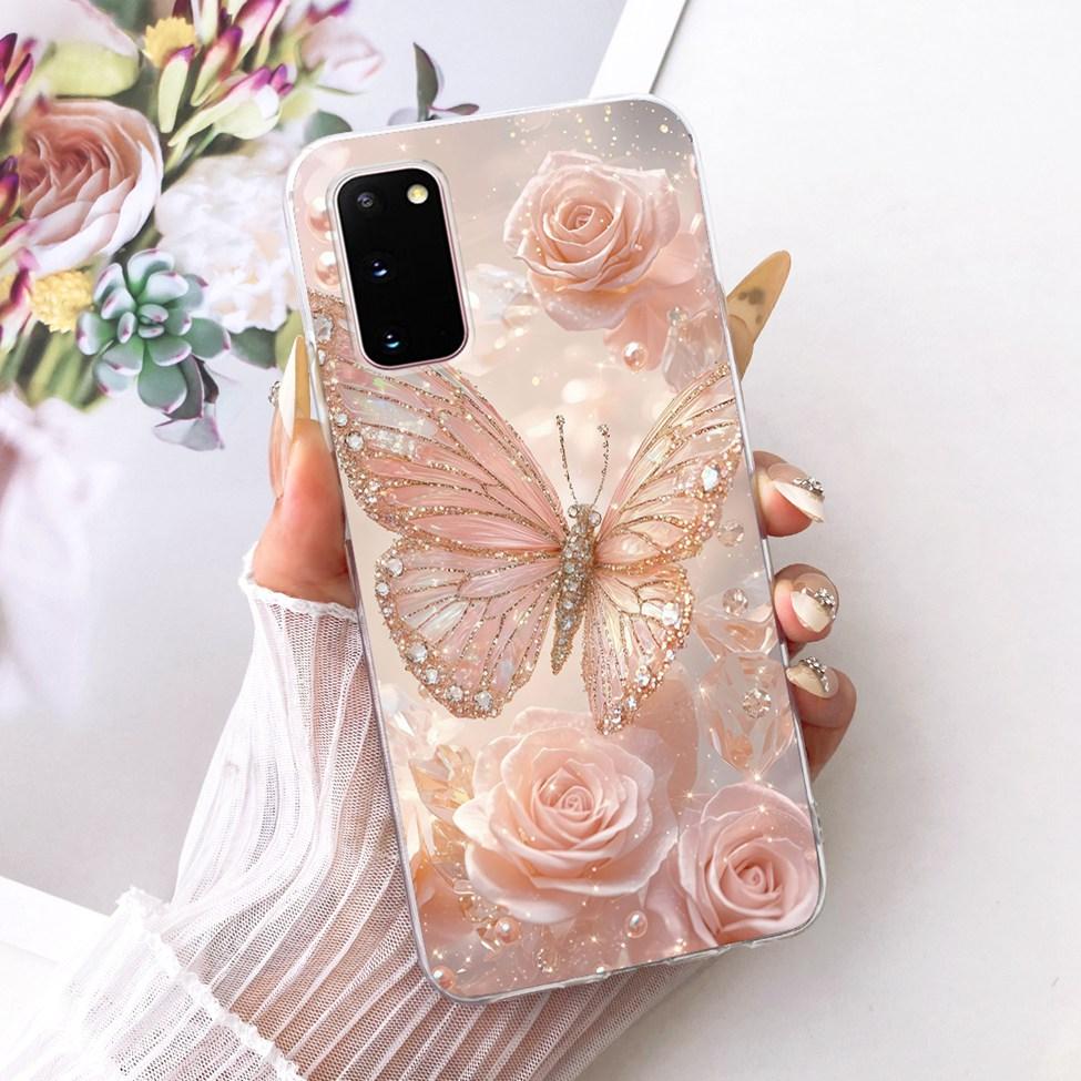 For Samsung S20 Clear Case Cute Cat Fashion Butterfly Funny Painted Funda For Samsung Galaxy S20 SM-G980 SM-G980F Phone Casing