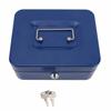Small Locking Cash Box Portable Double Layers Safe Metal Money Box for Home and Office Blue