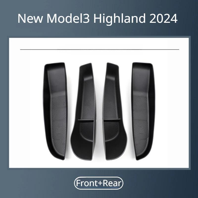 Для Tesla Model 3 Highland 2025 Коробка для хранения на боковой двери автомобиля Передняя Задняя Сторона TPE Органайзер-лоток для хранения на двери Аксессуары для интерьера