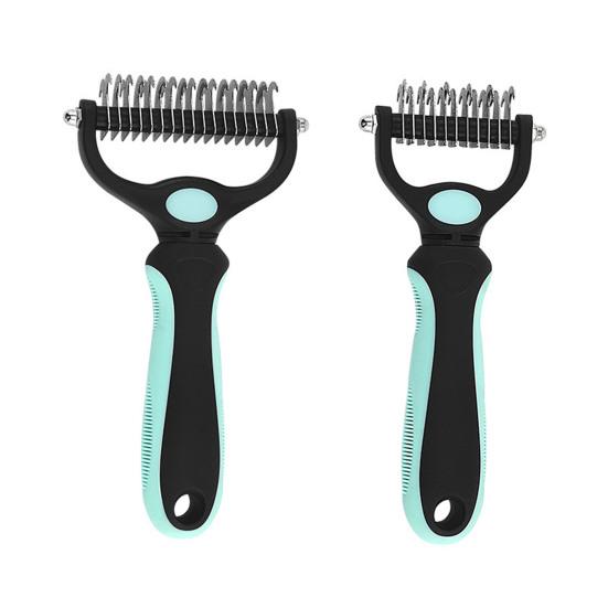 Щетка для вычесывания шерсти питомцев Двусторонняя расческа-грабли для подшерстка для собак кошек Очень широкая расческа для вычесывания и удаления колтунов у питомцев для груминга