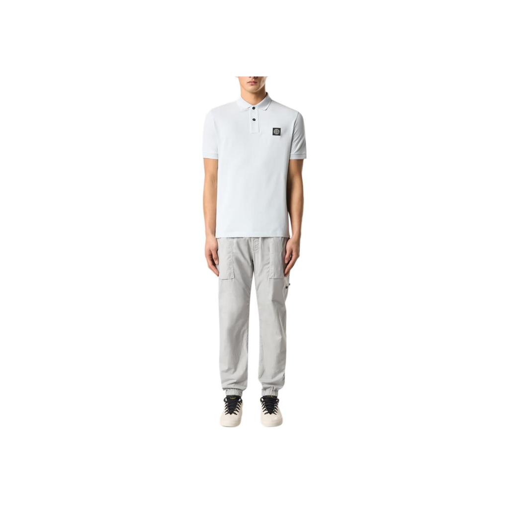 STONE ISLAND Лого Поло Слим Фит Мужские Поло Небесно-голубой K1S1522002-SCS0018-V0041