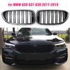 Решетка переднего бампера из углеродного волокна для BMW 5 серии M5 G30 G31 520i 530i 540i ABS 2-планочная глянцево-черная передняя решетка радиатора матовая