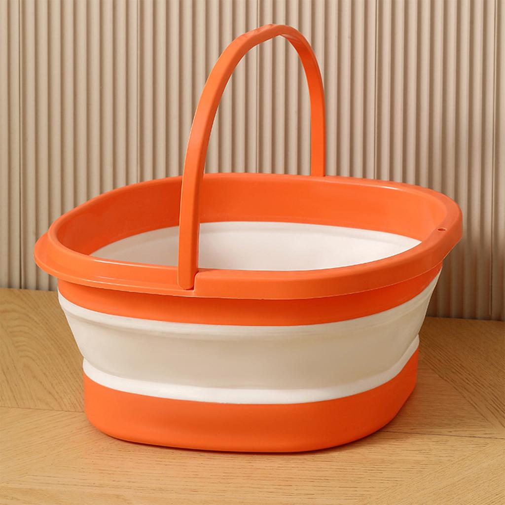 Складная ванночка для ног, утолщенный таз для замачивания ног с массажной точкой для дома, квартиры, общежития, оранжевый, белый