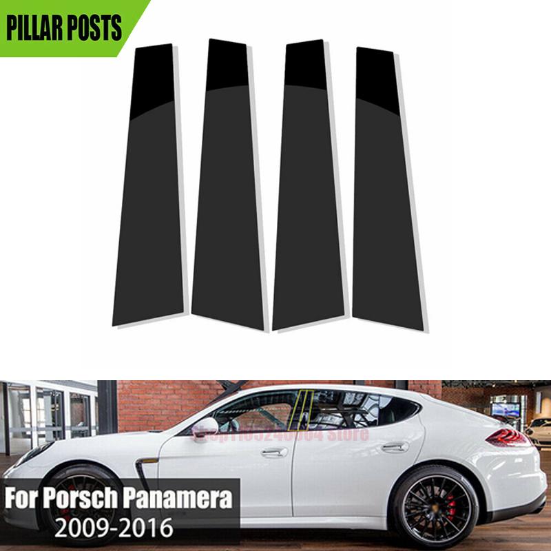 Gloss Black Pillar Posts Fit For Porsche Panamera 2009-2016 2015 2014 2013 Door Side Window Decor BC Column Stickers Cover 4Pcs