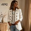 Floral Embellished Blazers Women Bohemia Jacket Turndown Collar Ruffled Open Front Coat Daily Wear Coats Slim Fit Casual Long Sleeve Outwear