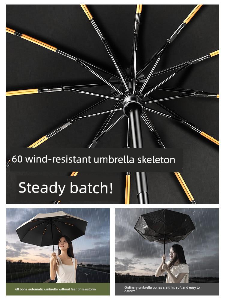Umbrella Women's Rain and Rain Dual-Use Men Extra Large Folding Thickening Reinforced Sun-Proof UV Automatic Sun Umbrella