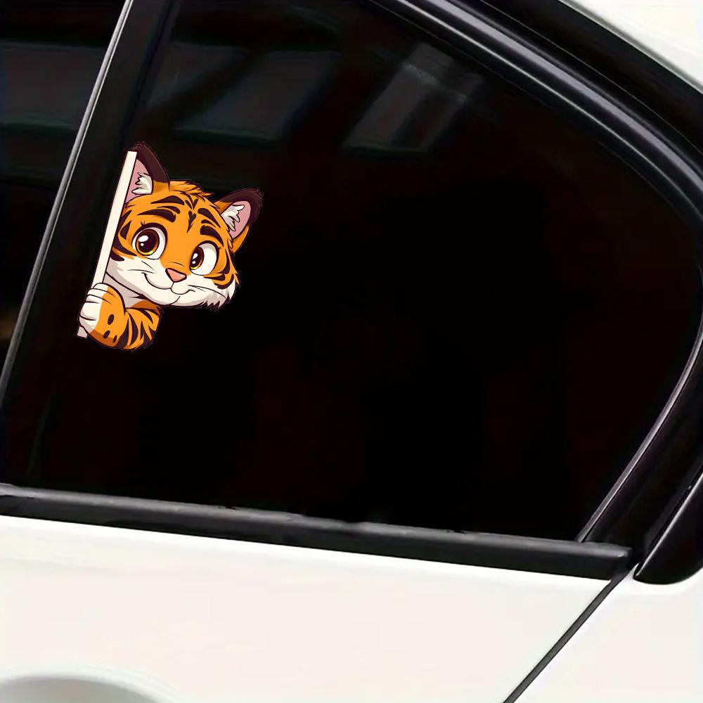 Cartoon Tiger Peeping Glass Stickers Car Stickers Background Beautification Decoration Stickers