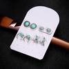 4Pairs Girls Women Flower Arrow Ear Studs Set Faux Turquoise Jewelry Earrings