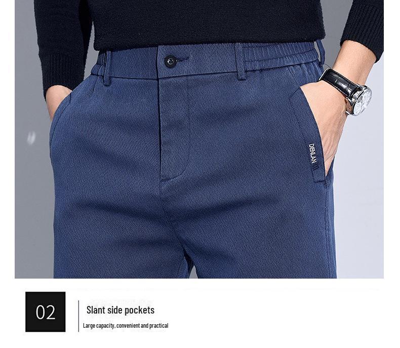 Мужские повседневные прямые брюки из высококачественного лиоцелла класса люкс из толстого эластичного бархата