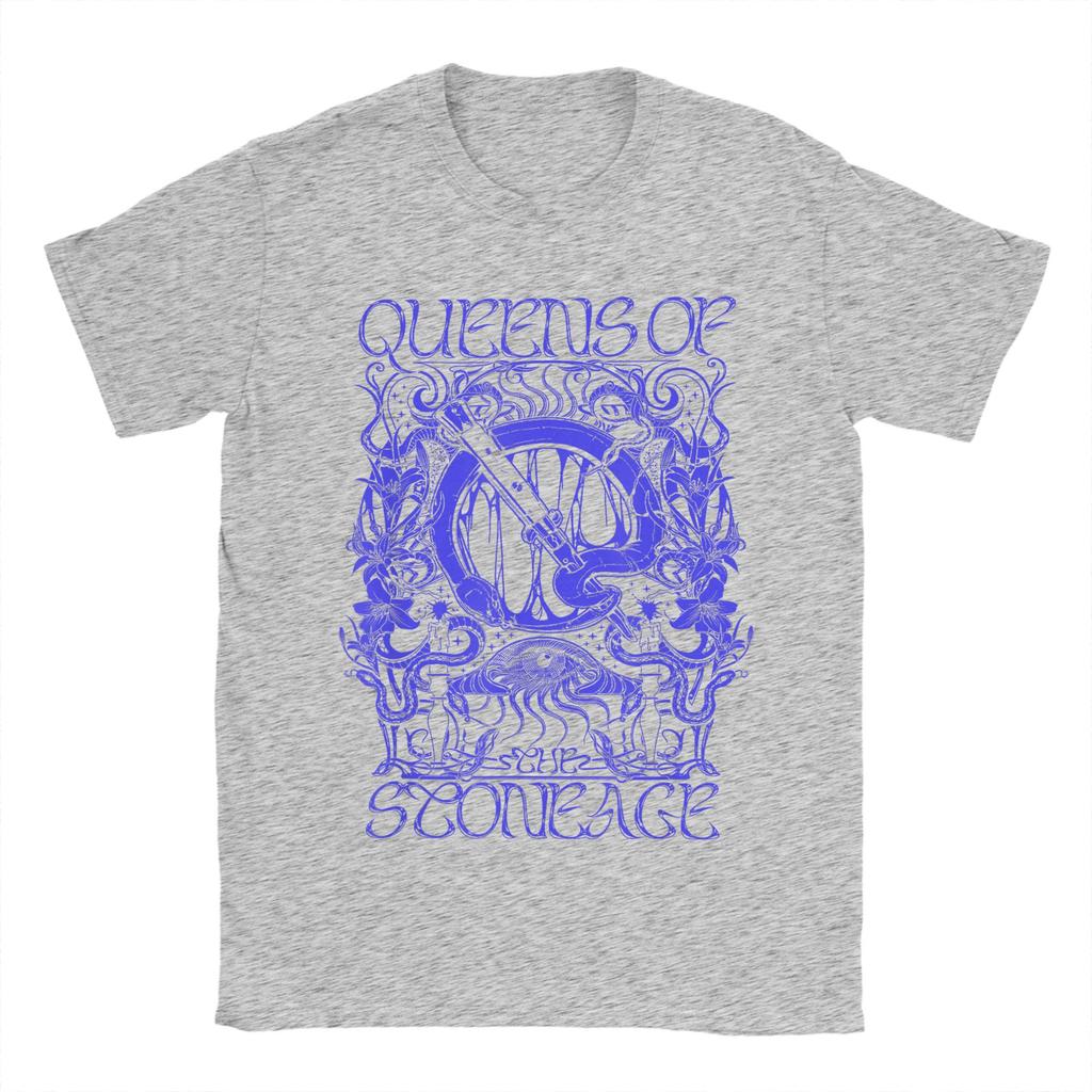 Funny Queens Of The Stone Age Illustrated T-Shirts for Men Round Neck Pure Cotton T Shirt Short Sleeve Tees Summer Clothes