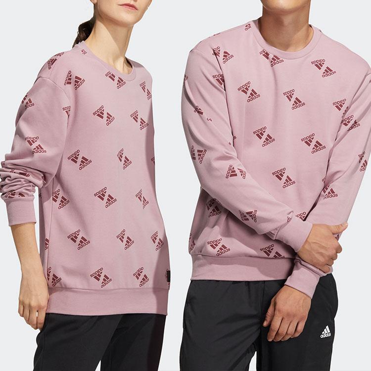 Adidas All-Over Print Sports Crew Neck Sweatshirt Men Tops Pink HE7449