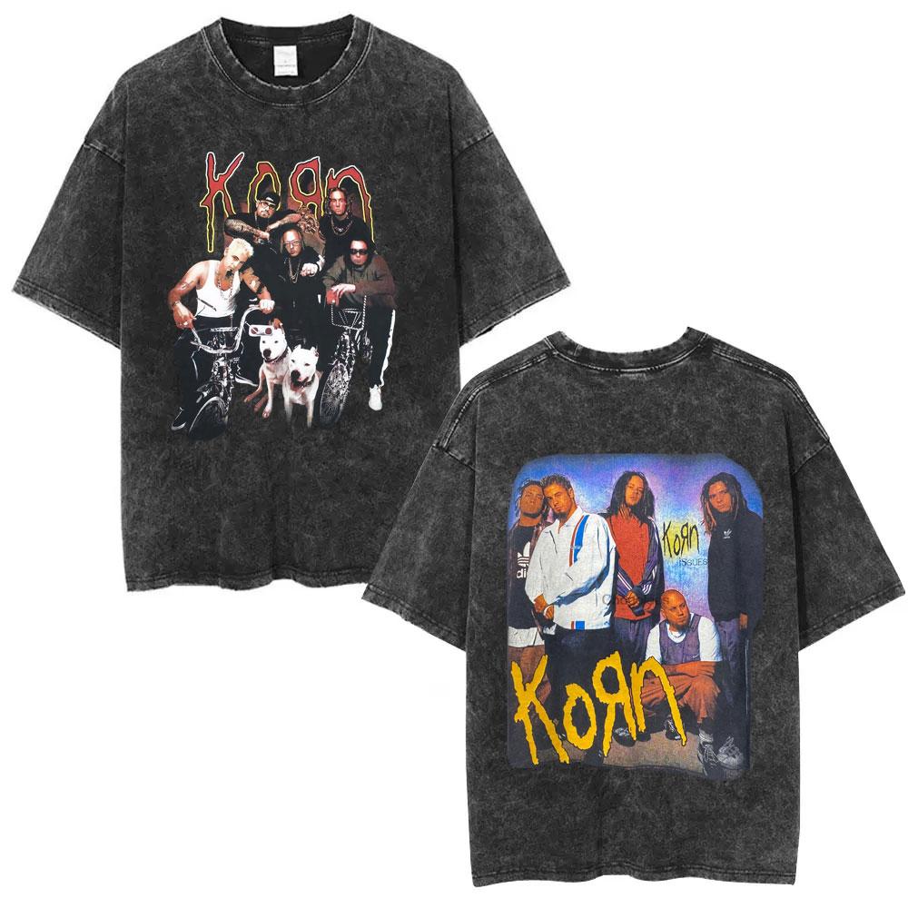 Korn Follow The Leader Got The Life Washed T Shirts Men Women Classic Metal Gothic Rock Band Tshirts Vintage Oversized Tshirt
