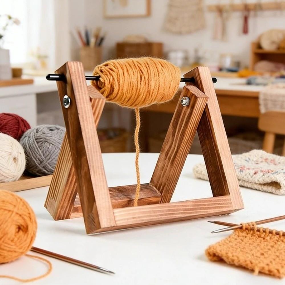 Rotating Wool Storage Rack Detachable Frame Handmade Yarn Spool Organizer Wooden Wire Winding Rack Tailoring Supplies