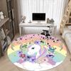 1pc Unicorn Rainbow Flowers Chair Carpet for Office, Round Polyester Mat, Indoor Decor for Office, Easycare Fabric, Washable Non-slip Area Carpet