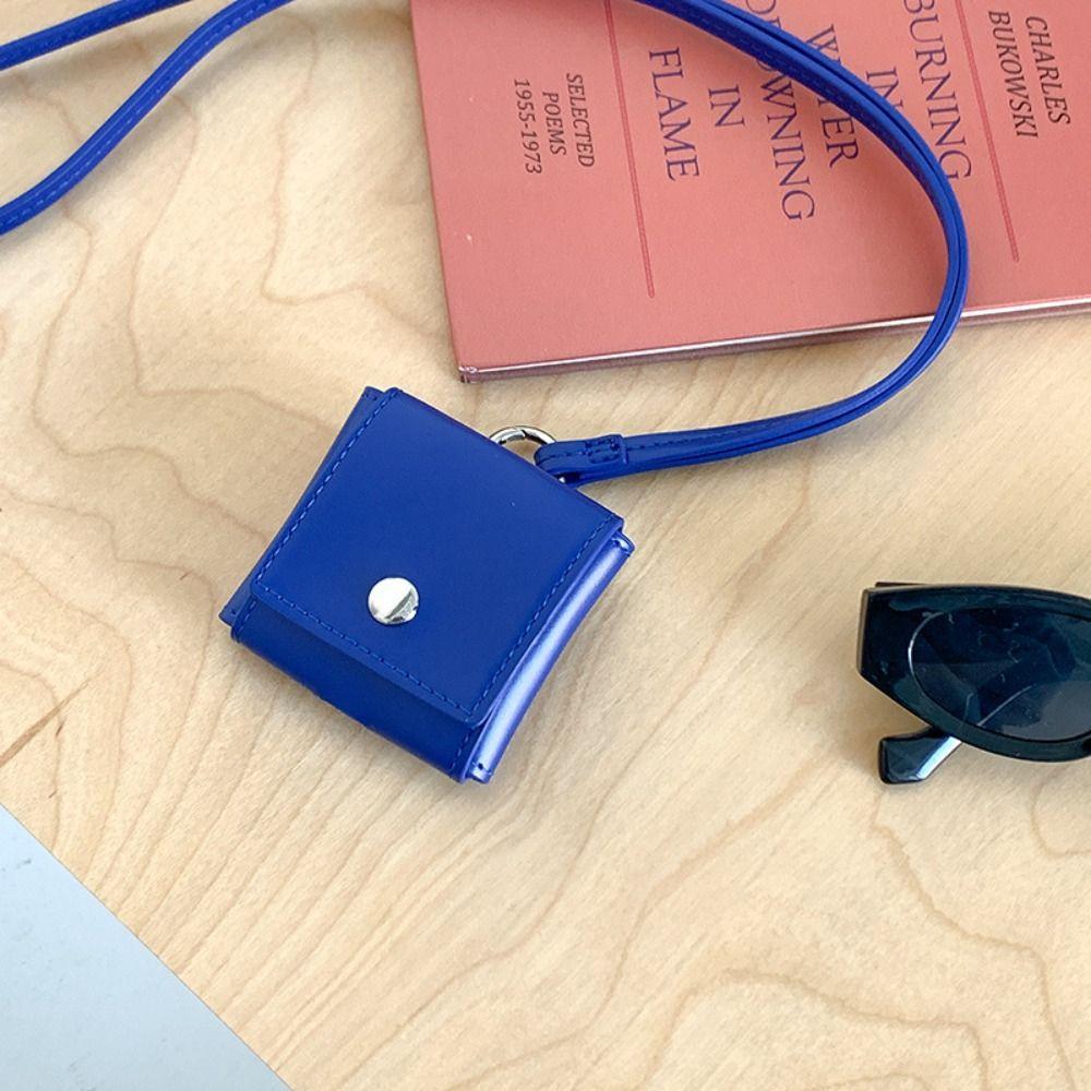 PU Leather Hanging Neck Headphone Bag Portable Small Coin Purse Lanyard Lipstick Bag Women
