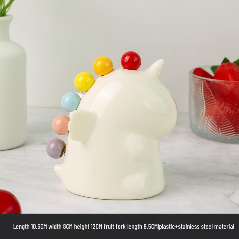 Креативный красочный набор десертных вилок с единорогами - Милые мультяшные украшения для торта из нержавеющей стали