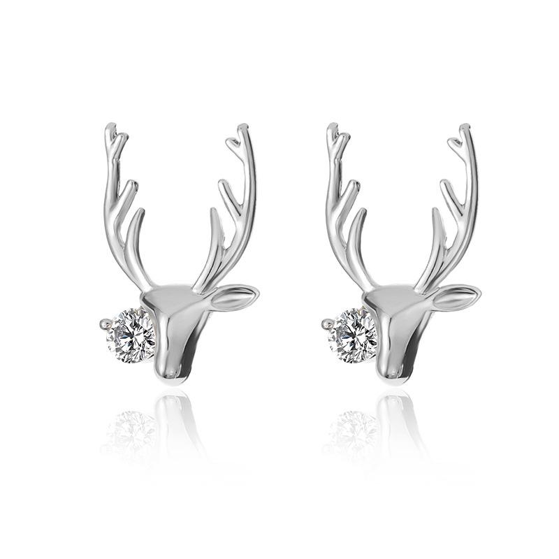 Vintage Fashion Elk Deer Stud Earrings For Women Girls Gold Color Zirconia Christmas Earrings Xmas Jewelry Gift Ear Accessories