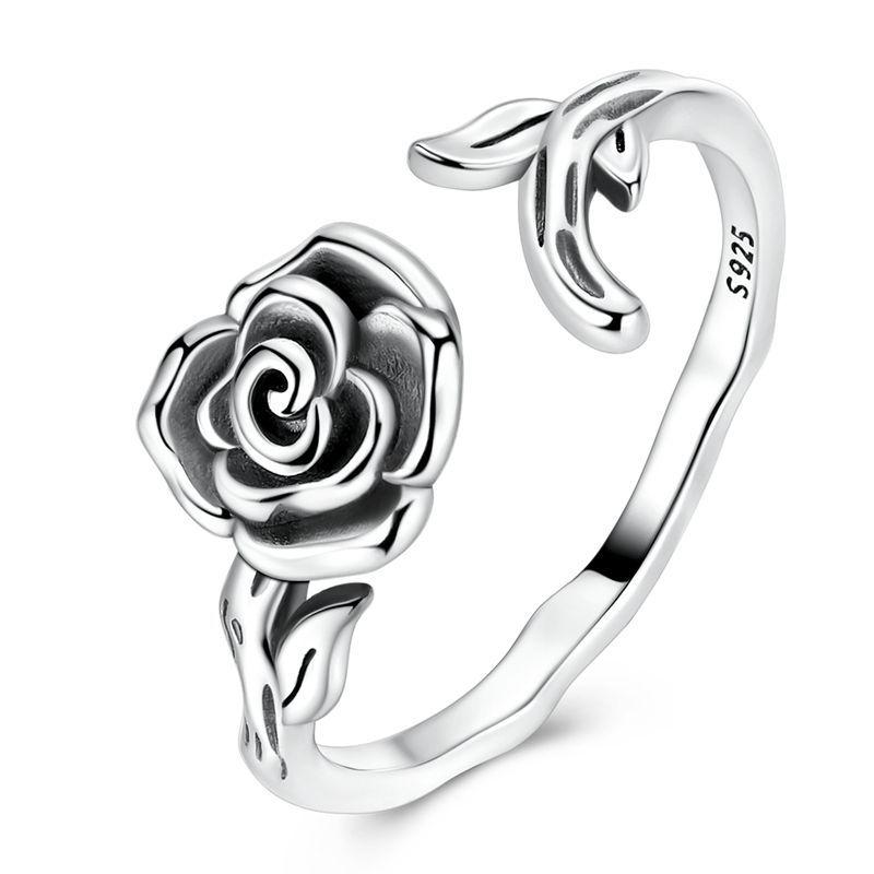 925 Silver Open Ring Star & Moon Foot Claw Heart Adjustable Ring For Women Wedding Birthday Party Jewelry Gift