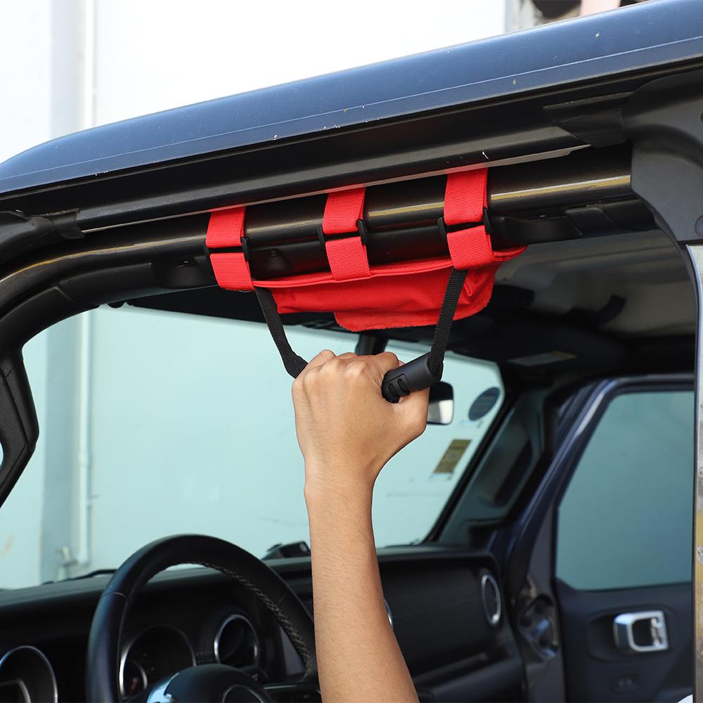 Roll Bar Grab Handle Storage Bag for Jeep Wrangler CJ YJ TJ JK JL & Gladiator JT Car Accessories, 1Pcs 
