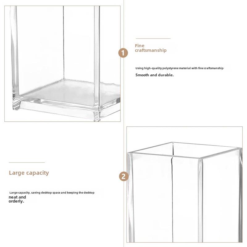 Акриловый держатель для ручек: Прозрачный тубус большой емкости для хранения вещей в студенческих общежитиях и офисных рабочих столах.