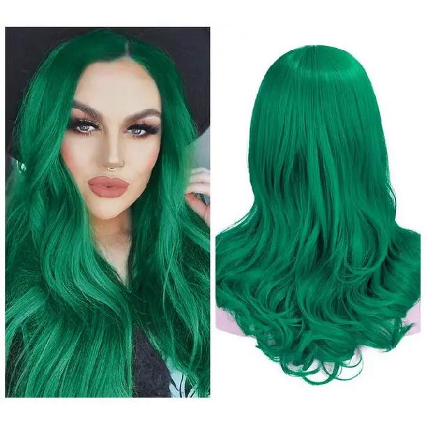 Long Wavy Wigs Ombre Gray To Watermelon Red Black Grey Purple Blue Brown Synthetic Hair For Black White Women Cosplay Party