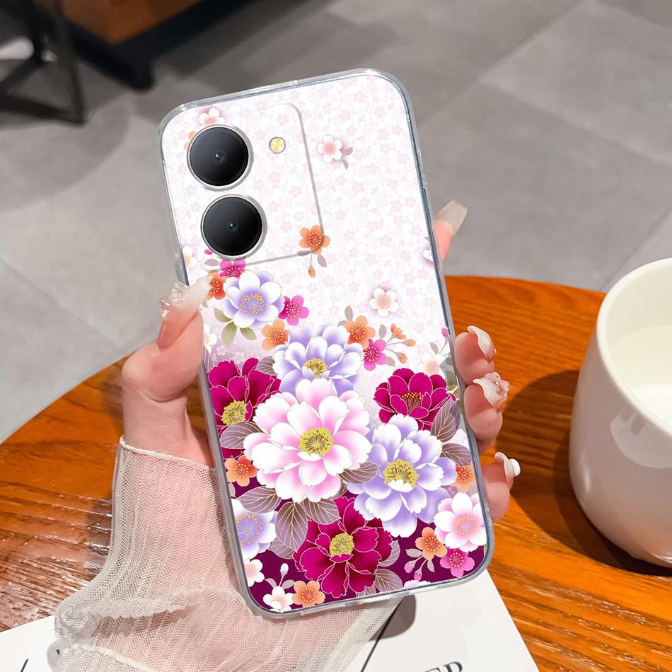 Креативный чехол для Vivo Y36 5G Мягкий прозрачный ТПУ Силикон Модель V2248 Тонкий корпус телефона Ударопрочный Защитная задняя крышка Чехол