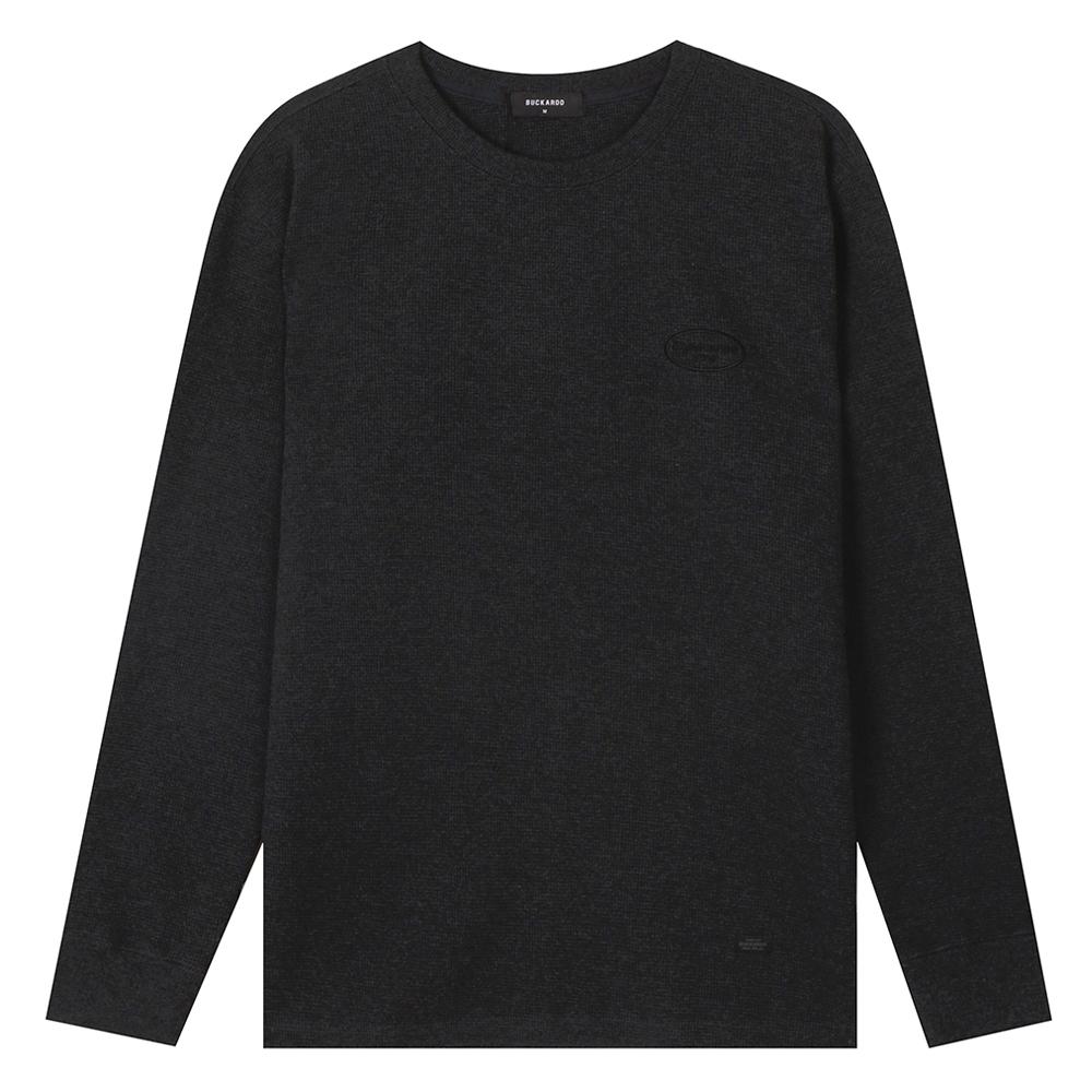 BUCKAROO Waffle Basic Round Neck T-Shirt Charcoal Gray