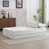 Large Modern White Floor Sofa with 4 Throw Pillows, High-Density Foam Folding Mattress, Suitable for Living Room, Bedroom, No Assembly Required