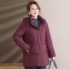 Mom's detachable hat, down cotton-padded clothes, women's medium and long foreign style, middle-aged women's thickened cotton-padded jacket