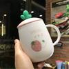 Gift Strawberry Cute Water Cup Super Cute Ceramic Cup with Lid and Spoon Korean Girl Student Mug Office