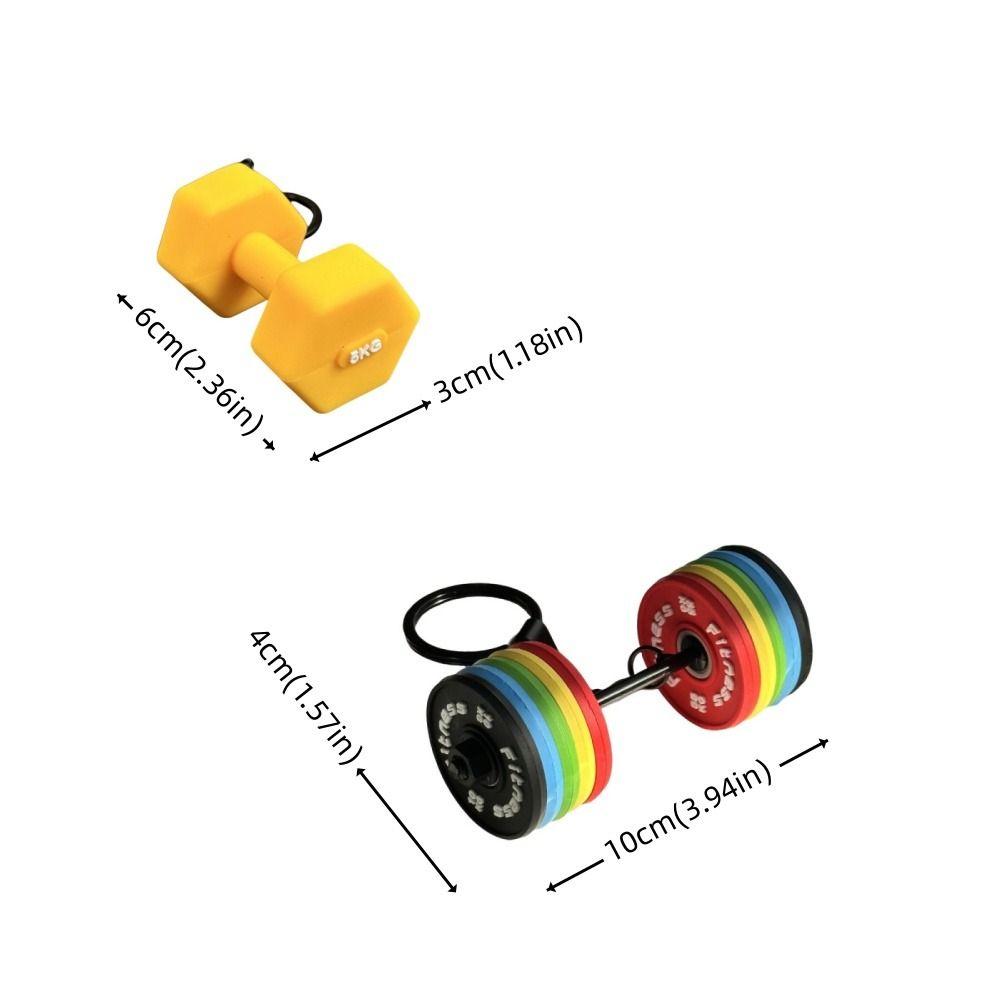 Barbell Sheet Dumbbell Keychain PVC Bag Pendant Unique Gym Feedback Gift Girl