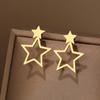 Stainless Steel Earrings New Classic Kpop Sweet Double Stars Temperament Girl's Daily Wear Pendants Earrings For Women Zircon
