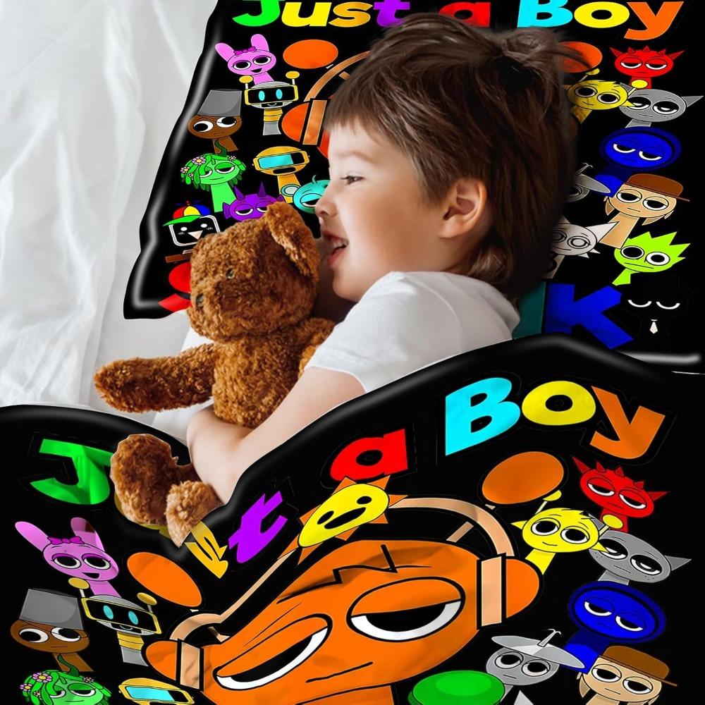 Комплект пододеяльника Sprunki Kids для односпального одеяла с 2 наволочками, пододеяльник 135 x 200 см с 3D-печатью, теплые подарки для фанатов игр