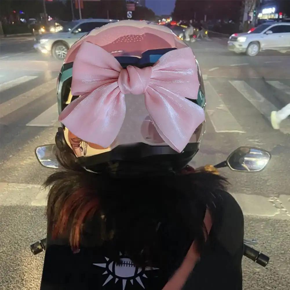 Украшение бантом для мотоциклетного шлема, стиль банта для украшения кузова автомобиля, аксессуары для электрического шлема для велосипеда, шелка, атласа, деталей