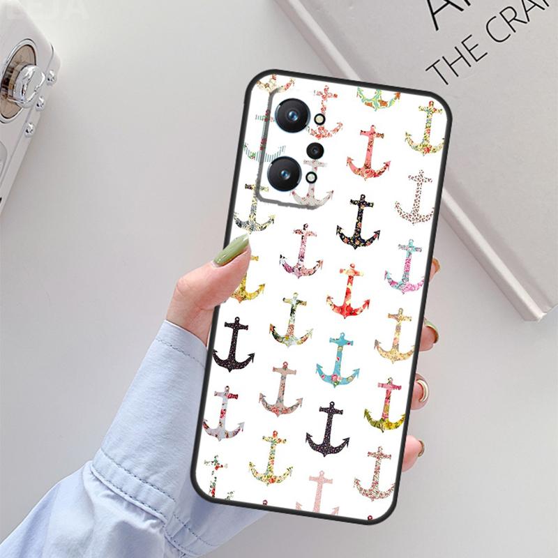 Stripes Anchor Boat Ship For Realme C67 C61 C75 C55 C53 C51 C21Y C25S GT 6 6T 5 GT7 Pro 10 11 12 13 14 Pro Plus Case