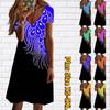 Летнее модное женское платье с V-образным вырезом и коротким рукавом с ромбовидным цветочным принтом, секс-платье