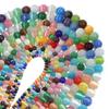 Красочные смешанные опаловые круглые каменные бусины для изготовления ювелирных изделий, браслет-подвеска «сделай сам», 15 дюймов, нить 4/6/8/10/12 мм