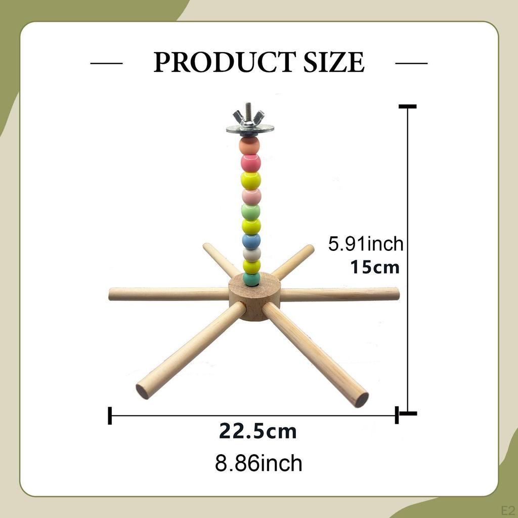 Rotating Bird Perch Stand Cage Accessory Easy Installation Exercise Wooden Interactive