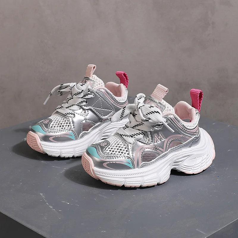 Модная детская сетчатая дышащая спортивная обувь для бега Весна Осень Новая детская обувь с мягкой подошвой Повседневная обувь Школьная обувь для ходьбы для мальчиков и девочек